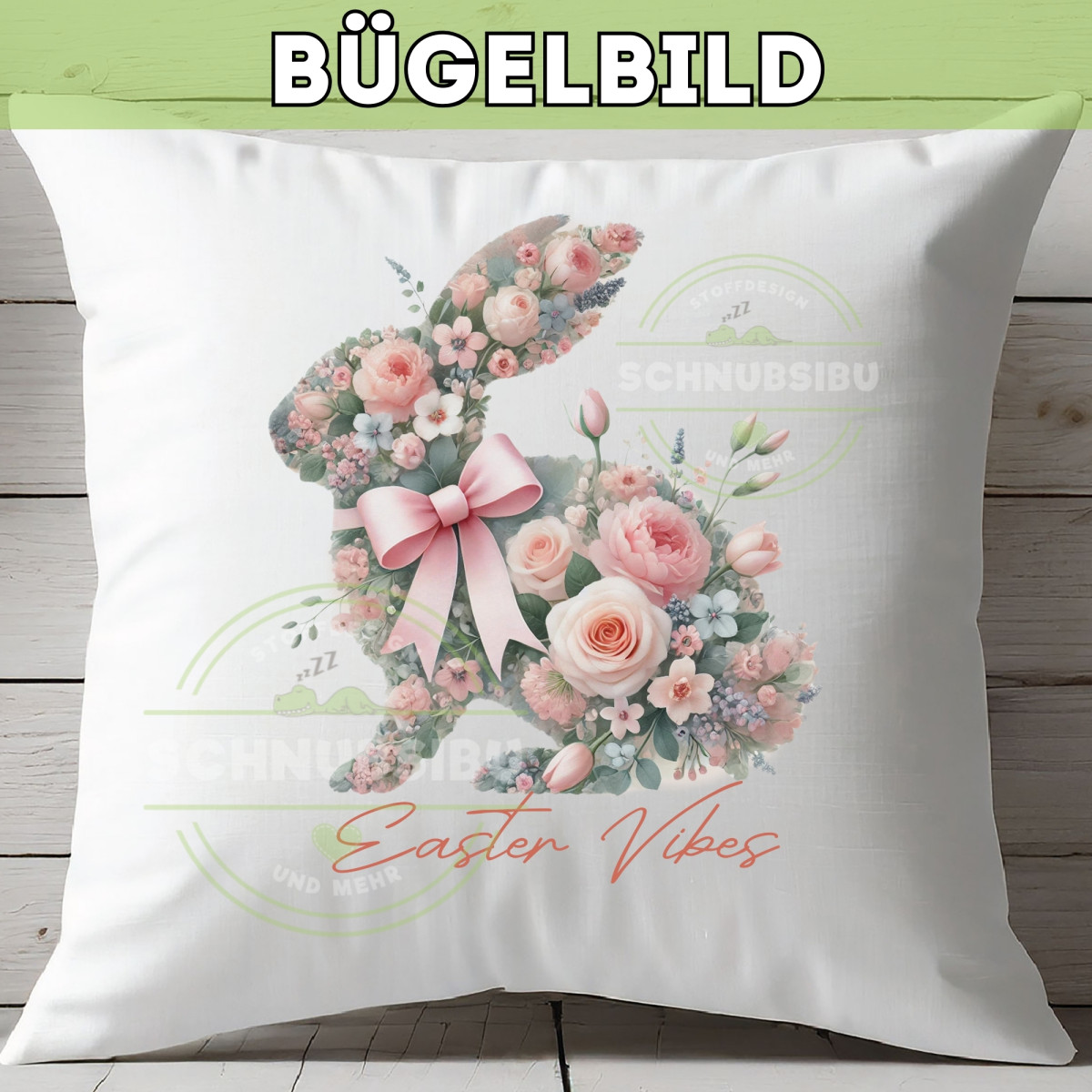 Bügelbild Blumen-Hase